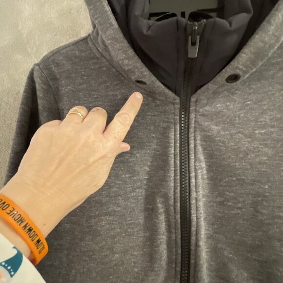 Athleta Hoodie Medium Black Gray Full Zip Up & Down Tunic Jacket Running ,Thumb - Picture 7 of 15